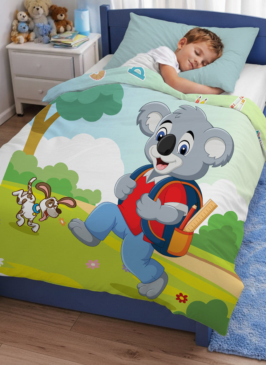 Kids Cartoon Print Reversible Dohar Soft Cotton Baby Blanket, 2-in-1 Double Sided Design, Lightweight Summer / AC Cotton Blanket for Babies, Toddlers & Kids | Breathable Blanket | 52"x73" Inches