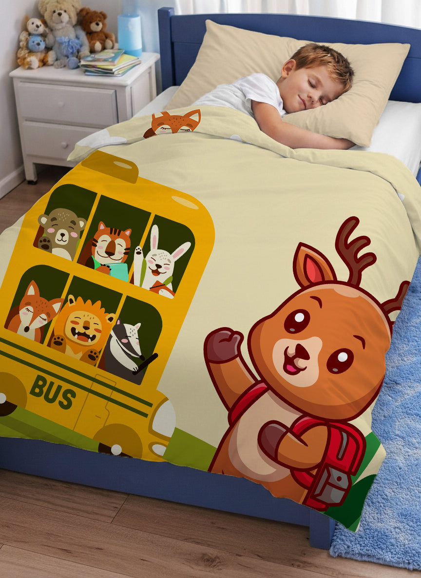 Kids Cartoon Print Reversible Dohar Soft Cotton Baby Blanket, 2-in-1 Double Sided Design, Lightweight Summer / AC Cotton Blanket for Babies, Toddlers & Kids | Breathable Blanket | 52"x73" Inches