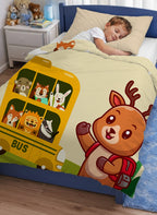 Kids Cartoon Print Reversible Dohar Soft Cotton Baby Blanket, 2-in-1 Double Sided Design, Lightweight Summer / AC Cotton Blanket for Babies, Toddlers & Kids | Breathable Blanket | 52"x73" Inches