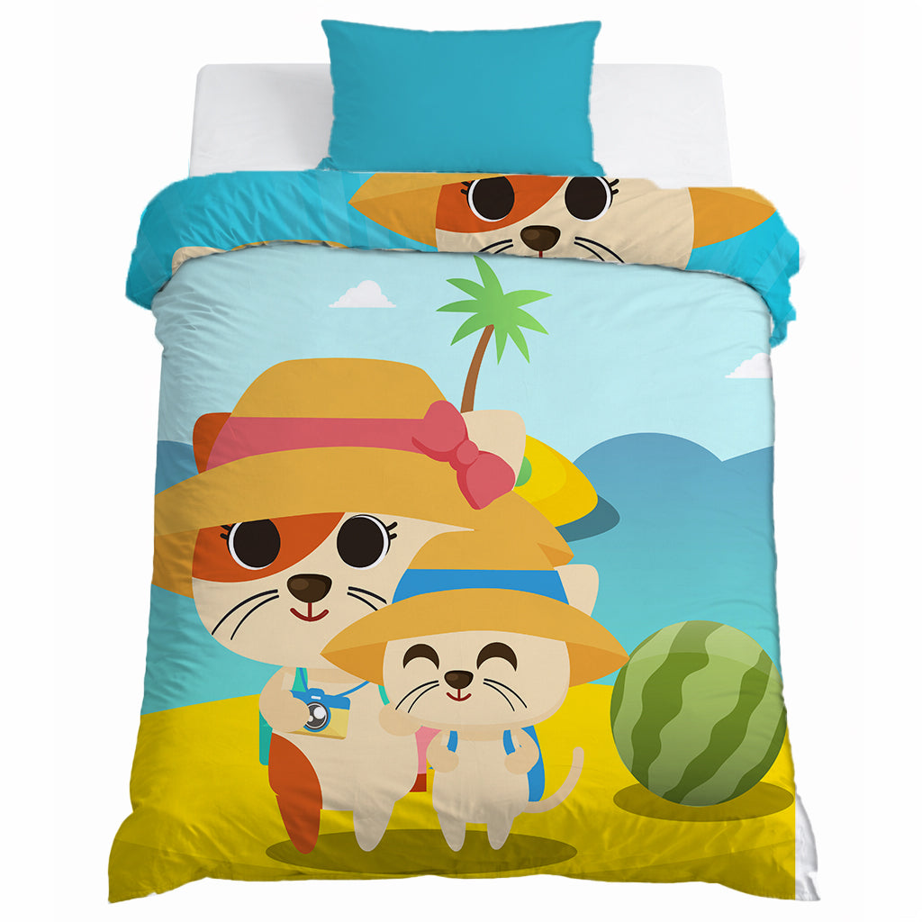 Kids Cartoon Print Reversible Dohar Soft Cotton Baby Blanket, 2-in-1 Double Sided Design, Lightweight Summer / AC Cotton Blanket for Babies, Toddlers & Kids | Breathable Blanket | 52"x73" Inches