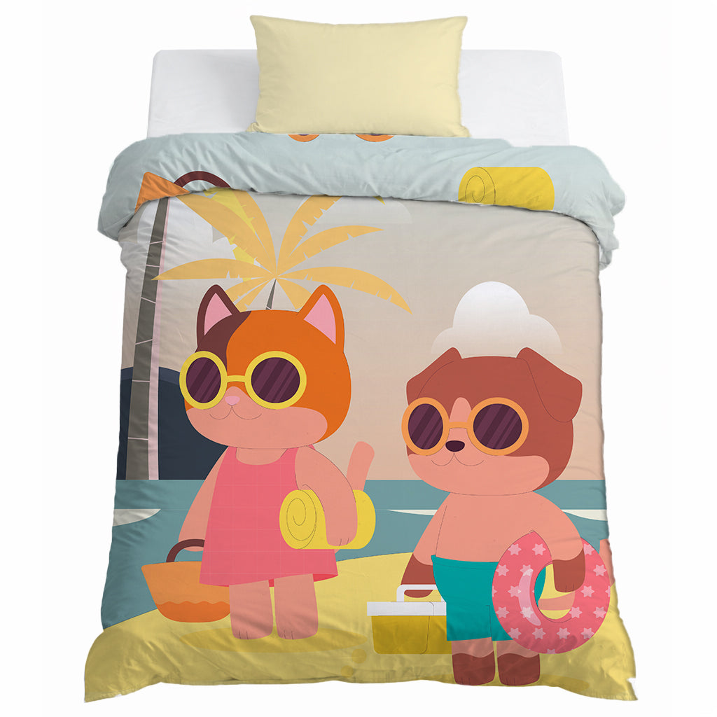 Kids Cartoon Print Reversible Dohar Soft Cotton Baby Blanket, 2-in-1 Double Sided Design, Lightweight Summer / AC Cotton Blanket for Babies, Toddlers & Kids | Breathable Blanket | 52"x73" Inches