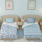 Kids Cartoon Print Reversible Dohar Soft Cotton Baby Blanket, 2-in-1 Double Sided Design, Lightweight Summer / AC Cotton Blanket for Babies, Toddlers & Kids | Breathable Blanket | 39"x59" Inches