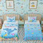 Kids Cartoon Print Reversible Dohar Soft Cotton Baby Blanket, 2-in-1 Double Sided Design, Lightweight Summer / AC Cotton Blanket for Babies, Toddlers & Kids | Breathable Blanket | 52"x73" Inches