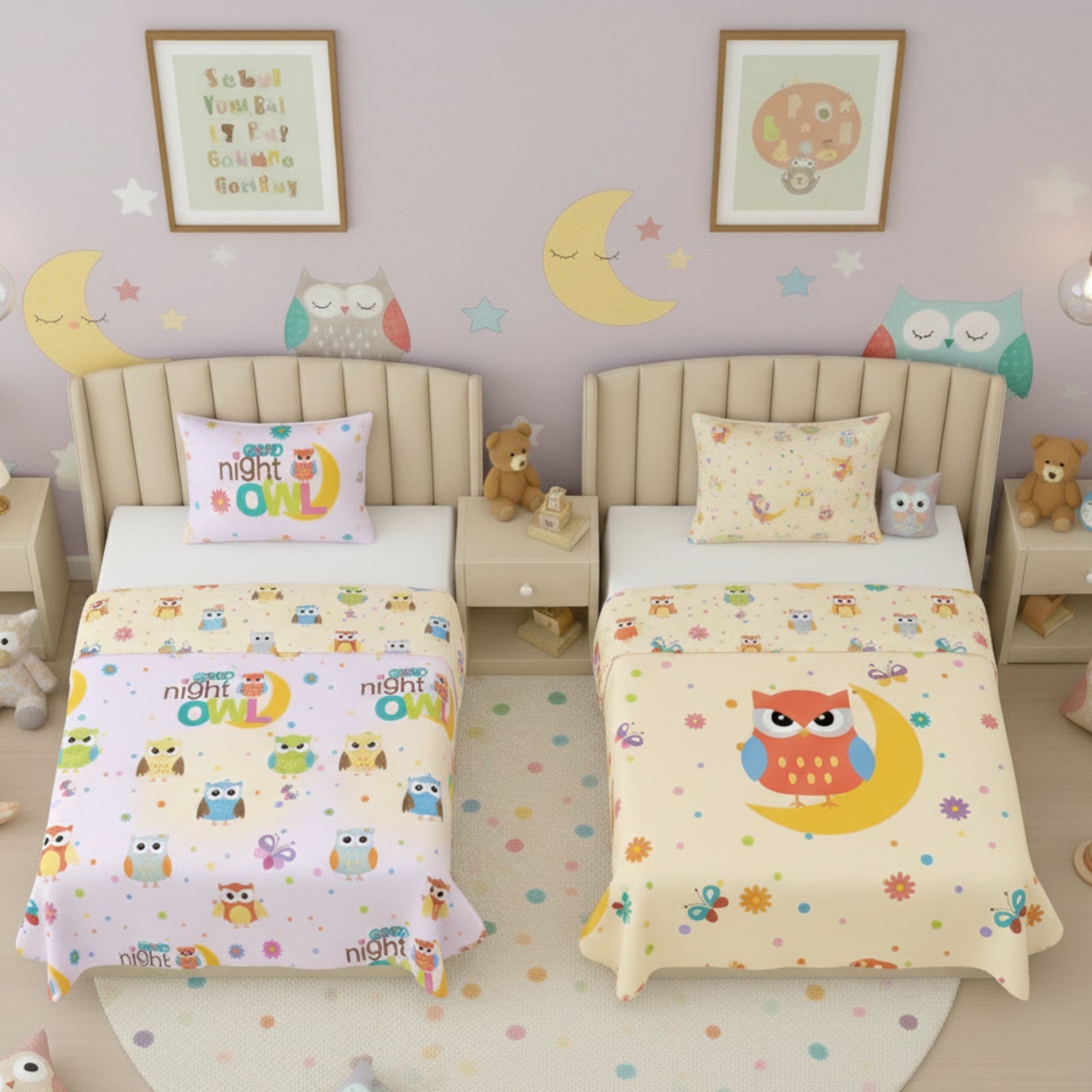 Kids Cartoon Print Reversible Dohar Soft Cotton Baby Blanket, 2-in-1 Double Sided Design, Lightweight Summer / AC Cotton Blanket for Babies, Toddlers & Kids | Breathable Blanket | 39"x59" Inches