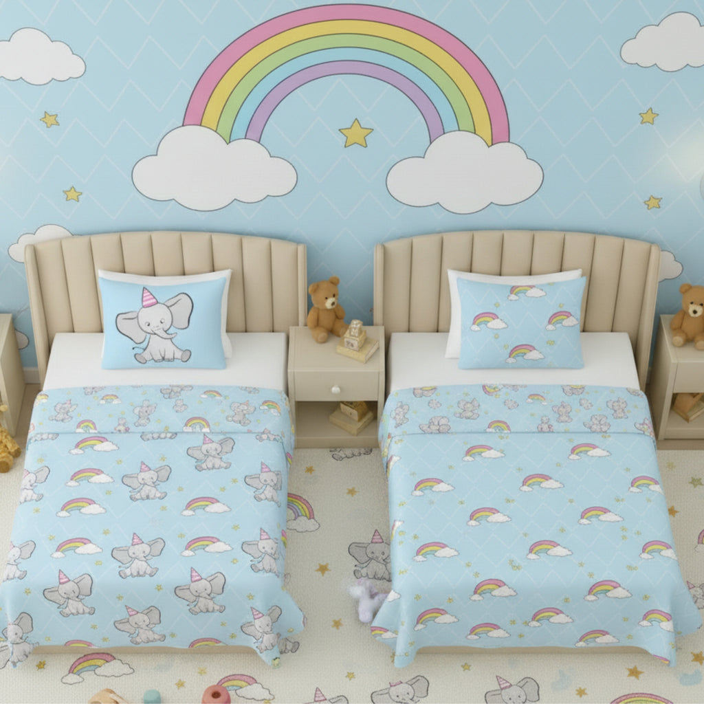 Kids Cartoon Print Reversible Dohar Soft Cotton Baby Blanket, 2-in-1 Double Sided Design, Lightweight Summer / AC Cotton Blanket for Babies, Toddlers & Kids | Breathable Blanket | 39"x59" Inches