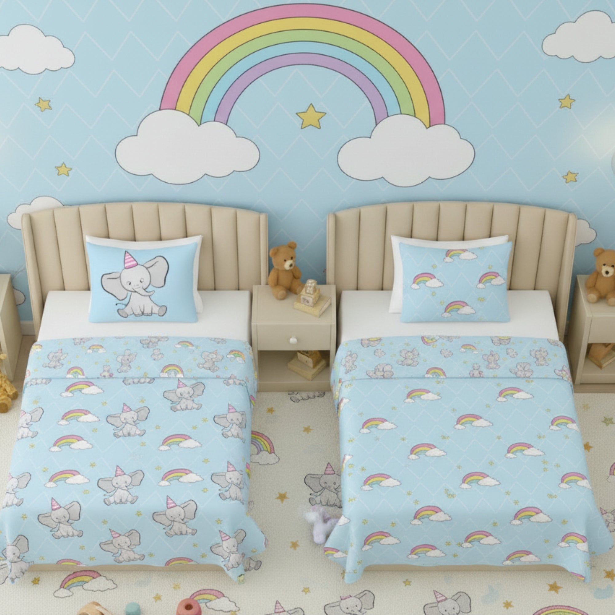 Kids Cartoon Print Reversible Dohar Soft Cotton Baby Blanket, 2-in-1 Double Sided Design, Lightweight Summer / AC Cotton Blanket for Babies, Toddlers & Kids | Breathable Blanket | 39"x59" Inches