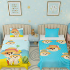 Kids Cartoon Print Reversible Dohar Soft Cotton Baby Blanket, 2-in-1 Double Sided Design, Lightweight Summer / AC Cotton Blanket for Babies, Toddlers & Kids | Breathable Blanket | 52"x73" Inches