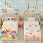 Kids Cartoon Print Reversible Dohar Soft Cotton Baby Blanket, 2-in-1 Double Sided Design, Lightweight Summer / AC Cotton Blanket for Babies, Toddlers & Kids | Breathable Blanket | 52"x73" Inches