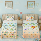 Kids Cartoon Print Reversible Dohar Soft Cotton Baby Blanket, 2-in-1 Double Sided Design, Lightweight Summer / AC Cotton Blanket for Babies, Toddlers & Kids | Breathable Blanket | 52"x73" Inches