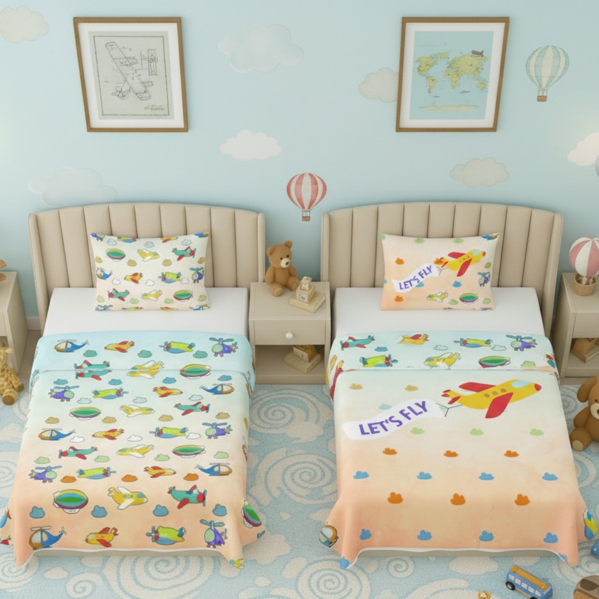 Kids Cartoon Print Reversible Dohar Soft Cotton Baby Blanket, 2-in-1 Double Sided Design, Lightweight Summer / AC Cotton Blanket for Babies, Toddlers & Kids | Breathable Blanket | 52"x73" Inches