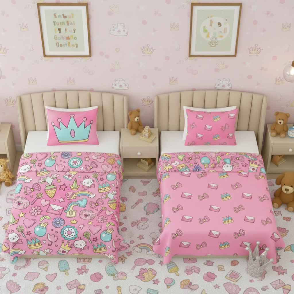 Kids Cartoon Print Reversible Dohar Soft Cotton Baby Blanket, 2-in-1 Double Sided Design, Lightweight Summer / AC Cotton Blanket for Babies, Toddlers & Kids | Breathable Blanket | 39"x59" Inches