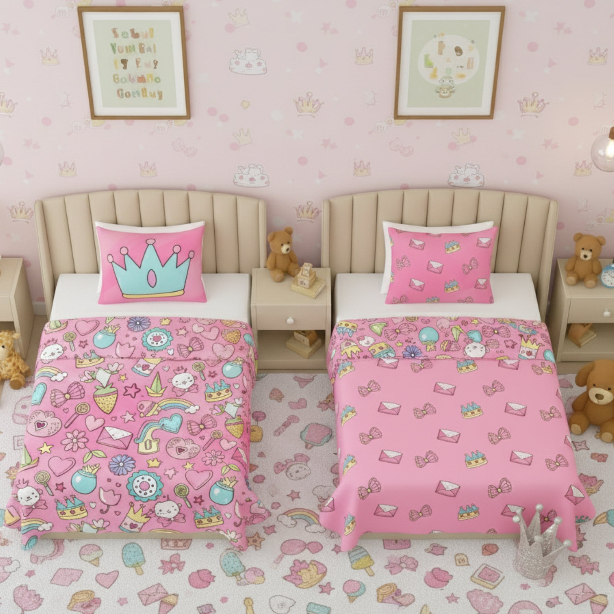 Kids Cartoon Print Reversible Dohar Soft Cotton Baby Blanket, 2-in-1 Double Sided Design, Lightweight Summer / AC Cotton Blanket for Babies, Toddlers & Kids | Breathable Blanket | 39"x59" Inches