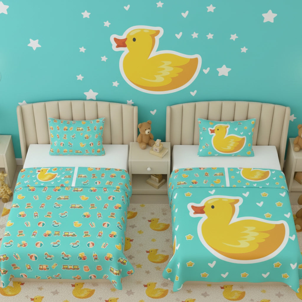 Kids Cartoon Print Reversible Dohar Soft Cotton Baby Blanket, 2-in-1 Double Sided Design, Lightweight Summer / AC Cotton Blanket for Babies, Toddlers & Kids | Breathable Blanket | 39"x59" Inches