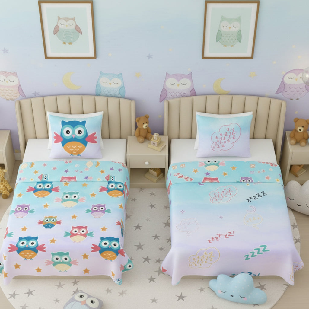 Kids Cartoon Print Reversible Dohar Soft Cotton Baby Blanket, 2-in-1 Double Sided Design, Lightweight Summer / AC Cotton Blanket for Babies, Toddlers & Kids | Breathable Blanket | 39"x59" Inches