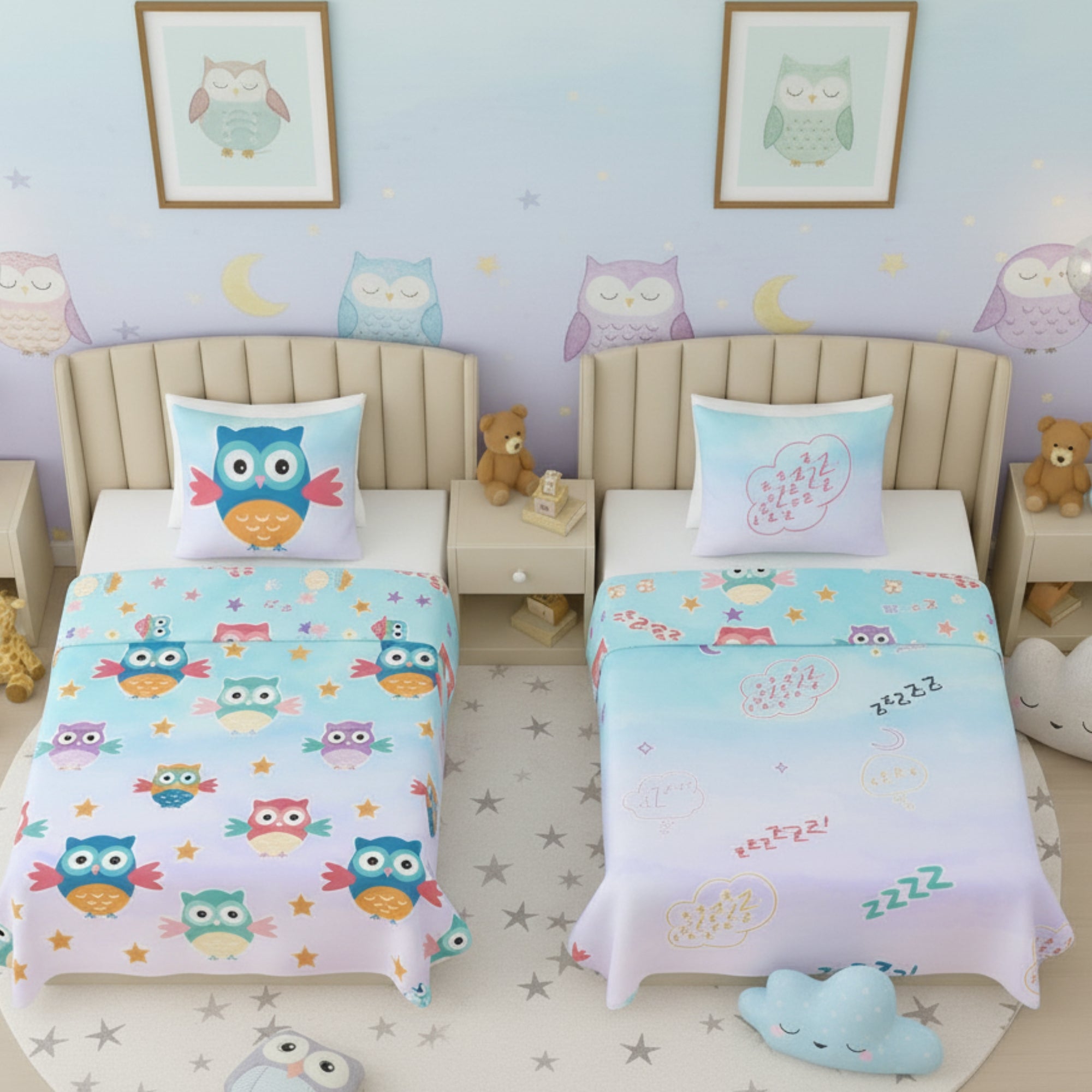 Kids Cartoon Print Reversible Dohar Soft Cotton Baby Blanket, 2-in-1 Double Sided Design, Lightweight Summer / AC Cotton Blanket for Babies, Toddlers & Kids | Breathable Blanket | 39"x59" Inches