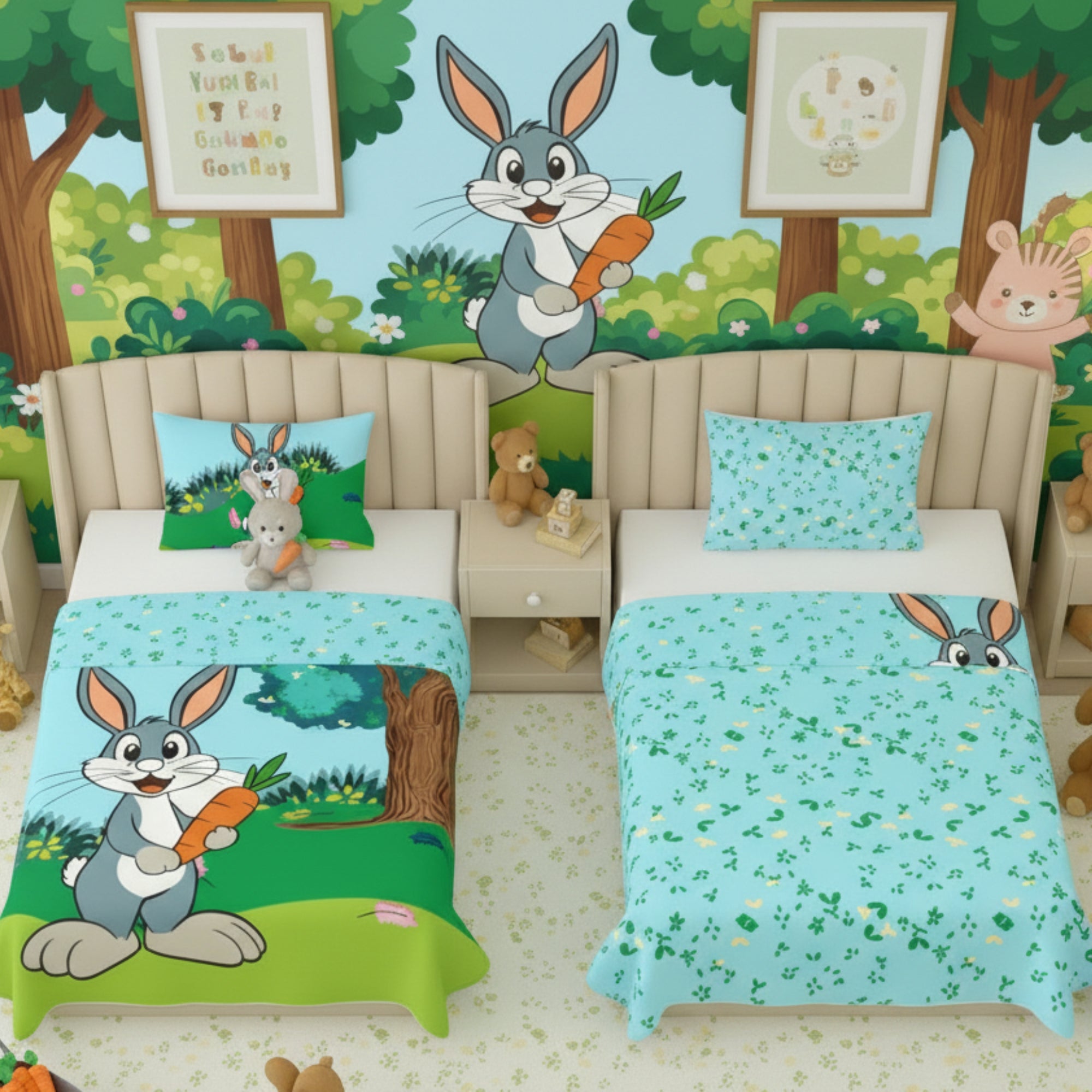 Kids Cartoon Print Reversible Dohar Soft Cotton Baby Blanket, 2-in-1 Double Sided Design, Lightweight Summer / AC Cotton Blanket for Babies, Toddlers & Kids | Breathable Blanket | 52"x73" Inches