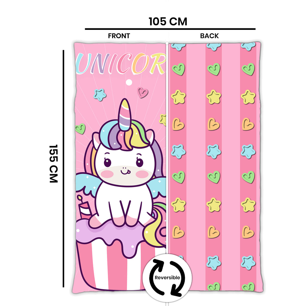 Kids Cartoon Print Reversible Dohar Soft Cotton Baby Blanket, 2-in-1 Double Sided Design, Lightweight Summer / AC Cotton Blanket for Babies, Toddlers & Kids | Breathable Blanket | 39"x59" Inches