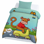 Kids Cartoon Print Reversible Dohar Soft Cotton Baby Blanket, 2-in-1 Double Sided Design, Lightweight Summer / AC Cotton Blanket for Babies, Toddlers & Kids | Breathable Blanket | 39"x59" Inches