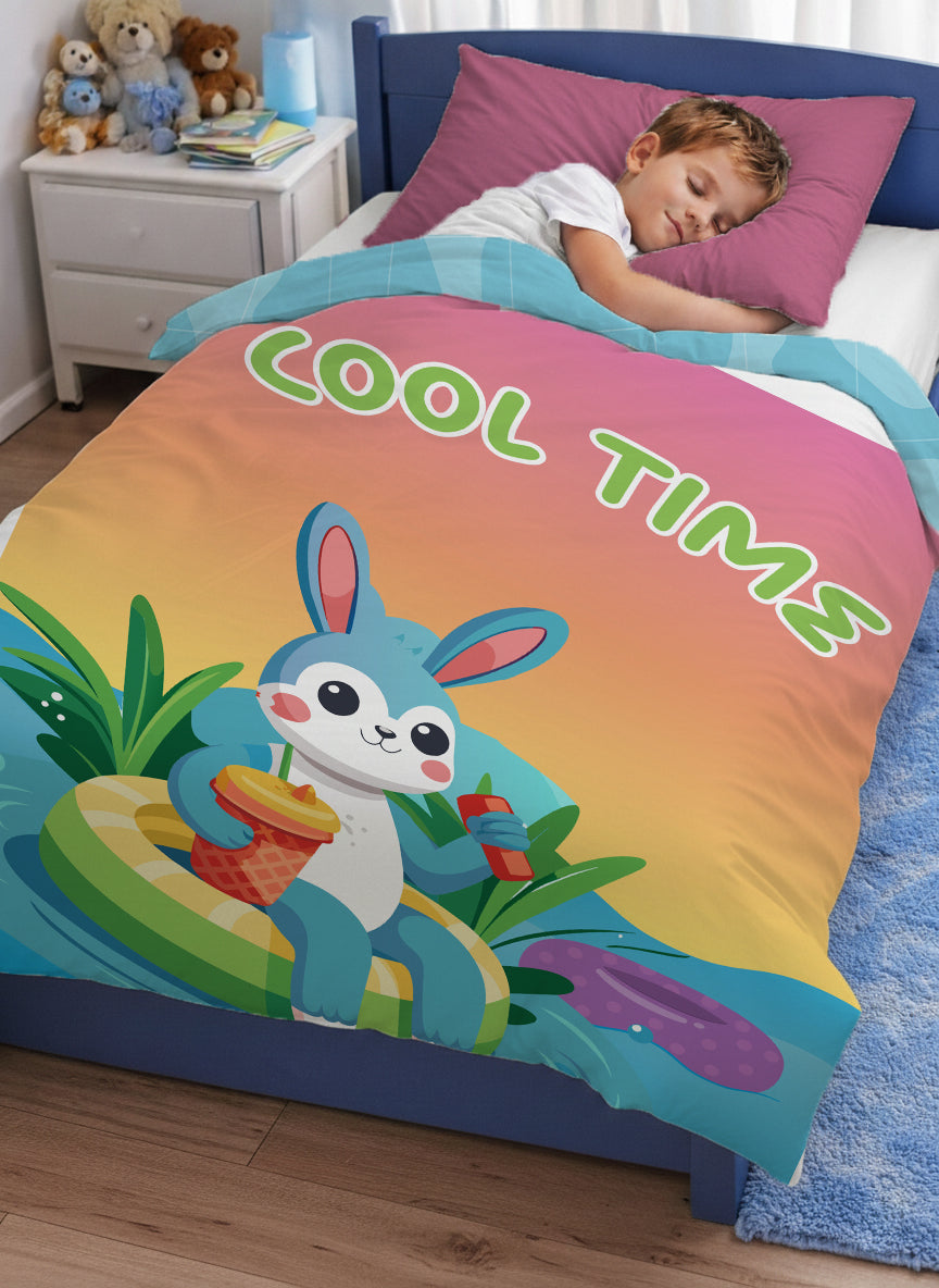 Kids Cartoon Print Reversible Dohar Soft Cotton Baby Blanket, 2-in-1 Double Sided Design, Lightweight Summer / AC Cotton Blanket for Babies, Toddlers & Kids | Breathable Blanket | 52"x73" Inches