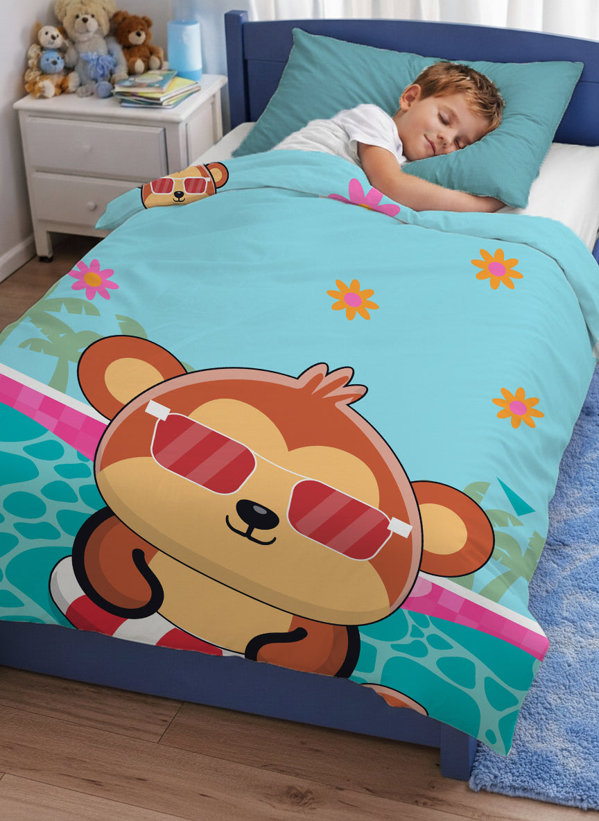 Kids Cartoon Print Reversible Dohar Soft Cotton Baby Blanket, 2-in-1 Double Sided Design, Lightweight Summer / AC Cotton Blanket for Babies, Toddlers & Kids | Breathable Blanket | 52"x73" Inches