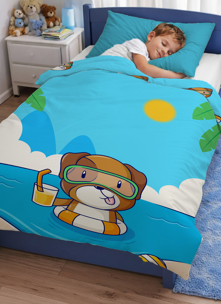 Kids Cartoon Print Reversible Dohar Soft Cotton Baby Blanket, 2-in-1 Double Sided Design, Lightweight Summer / AC Cotton Blanket for Babies, Toddlers & Kids | Breathable Blanket | 52"x73" Inches