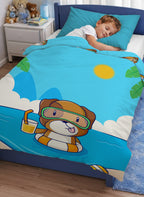 Kids Cartoon Print Reversible Dohar Soft Cotton Baby Blanket, 2-in-1 Double Sided Design, Lightweight Summer / AC Cotton Blanket for Babies, Toddlers & Kids | Breathable Blanket | 52"x73" Inches