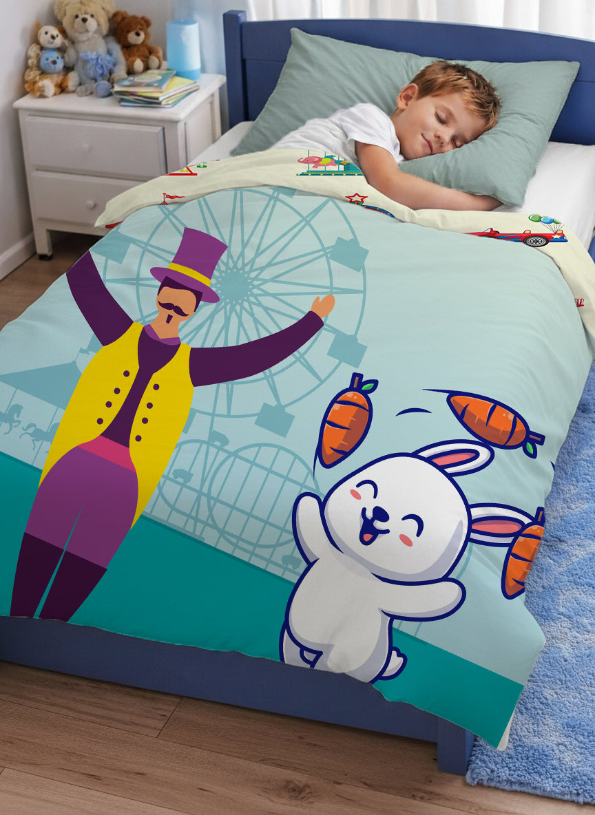 Kids Cartoon Print Reversible Dohar Soft Cotton Baby Blanket, 2-in-1 Double Sided Design, Lightweight Summer / AC Cotton Blanket for Babies, Toddlers & Kids | Breathable Blanket | 52"x73" Inches