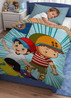 Kids Cartoon Print Reversible Dohar Soft Cotton Baby Blanket, 2-in-1 Double Sided Design, Lightweight Summer / AC Cotton Blanket for Babies, Toddlers & Kids | Breathable Blanket | 52"x73" Inches