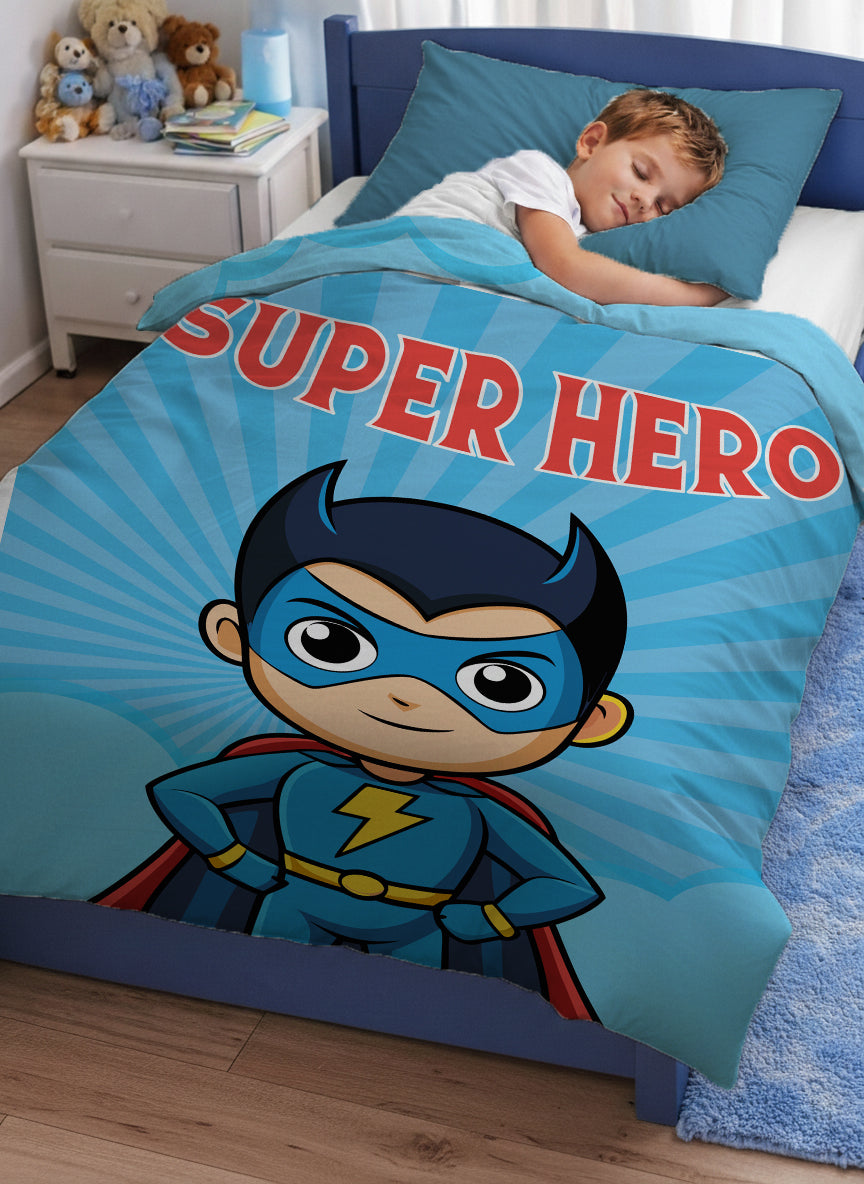 Kids Cartoon Print Reversible Dohar Soft Cotton Baby Blanket, 2-in-1 Double Sided Design, Lightweight Summer / AC Cotton Blanket for Babies, Toddlers & Kids | Breathable Blanket | 52"x73" Inches