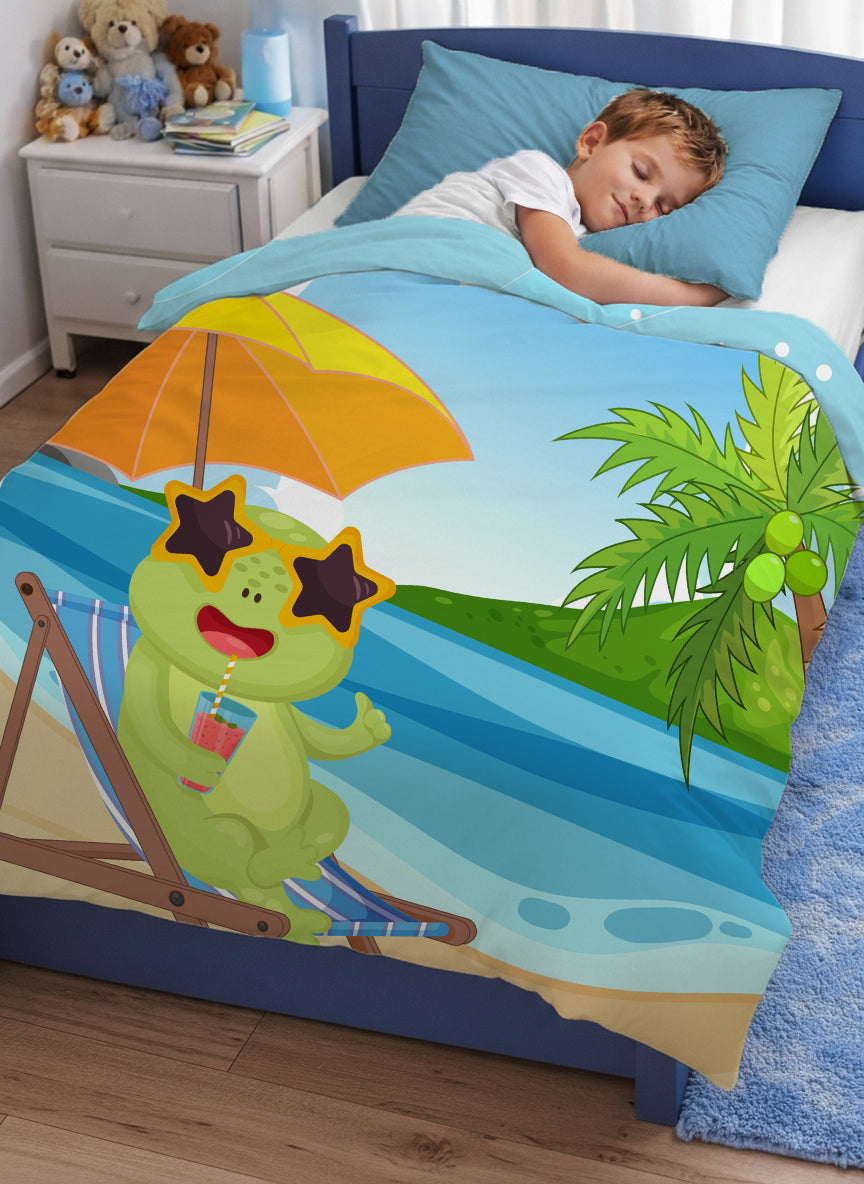 Kids Cartoon Print Reversible Dohar Soft Cotton Baby Blanket, 2-in-1 Double Sided Design, Lightweight Summer / AC Cotton Blanket for Babies, Toddlers & Kids | Breathable Blanket | 52"x73" Inches