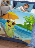 Kids Cartoon Print Reversible Dohar Soft Cotton Baby Blanket, 2-in-1 Double Sided Design, Lightweight Summer / AC Cotton Blanket for Babies, Toddlers & Kids | Breathable Blanket | 52"x73" Inches