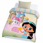 Kids Cartoon Print Reversible Dohar Soft Cotton Baby Blanket, 2-in-1 Double Sided Design, Lightweight Summer / AC Cotton Blanket for Babies, Toddlers & Kids | Breathable Blanket | 52"x73" Inches