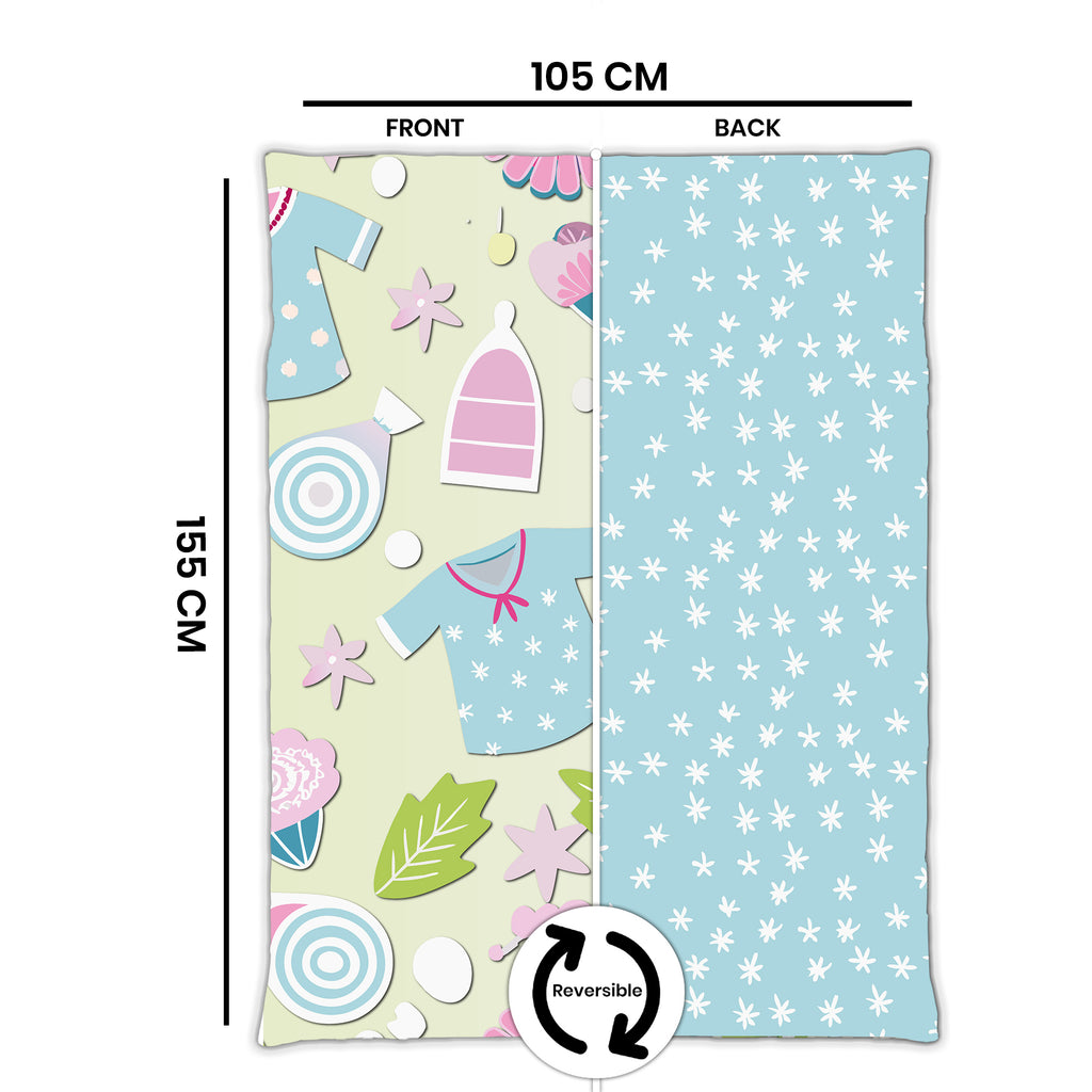 Kids Cartoon Print Reversible Dohar Soft Cotton Baby Blanket, 2-in-1 Double Sided Design, Lightweight Summer / AC Cotton Blanket for Babies, Toddlers & Kids | Breathable Blanket | 39"x59" Inches