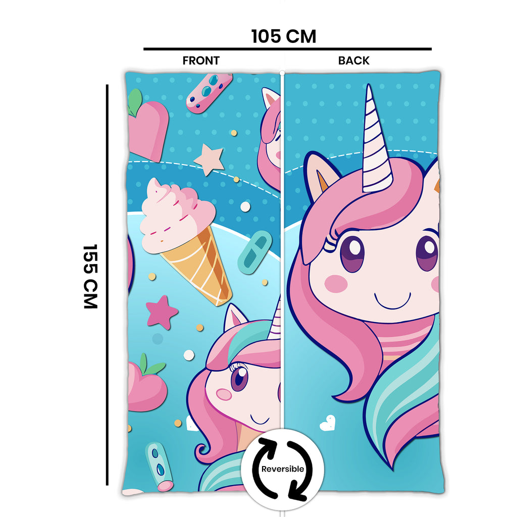 Kids Cartoon Print Reversible Dohar Soft Cotton Baby Blanket, 2-in-1 Double Sided Design, Lightweight Summer / AC Cotton Blanket for Babies, Toddlers & Kids | Breathable Blanket | 39"x59" Inches
