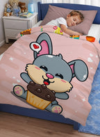 Kids Cartoon Print Reversible Dohar Soft Cotton Baby Blanket, 2-in-1 Double Sided Design, Lightweight Summer / AC Cotton Blanket for Babies, Toddlers & Kids | Breathable Blanket | 52"x73" Inches