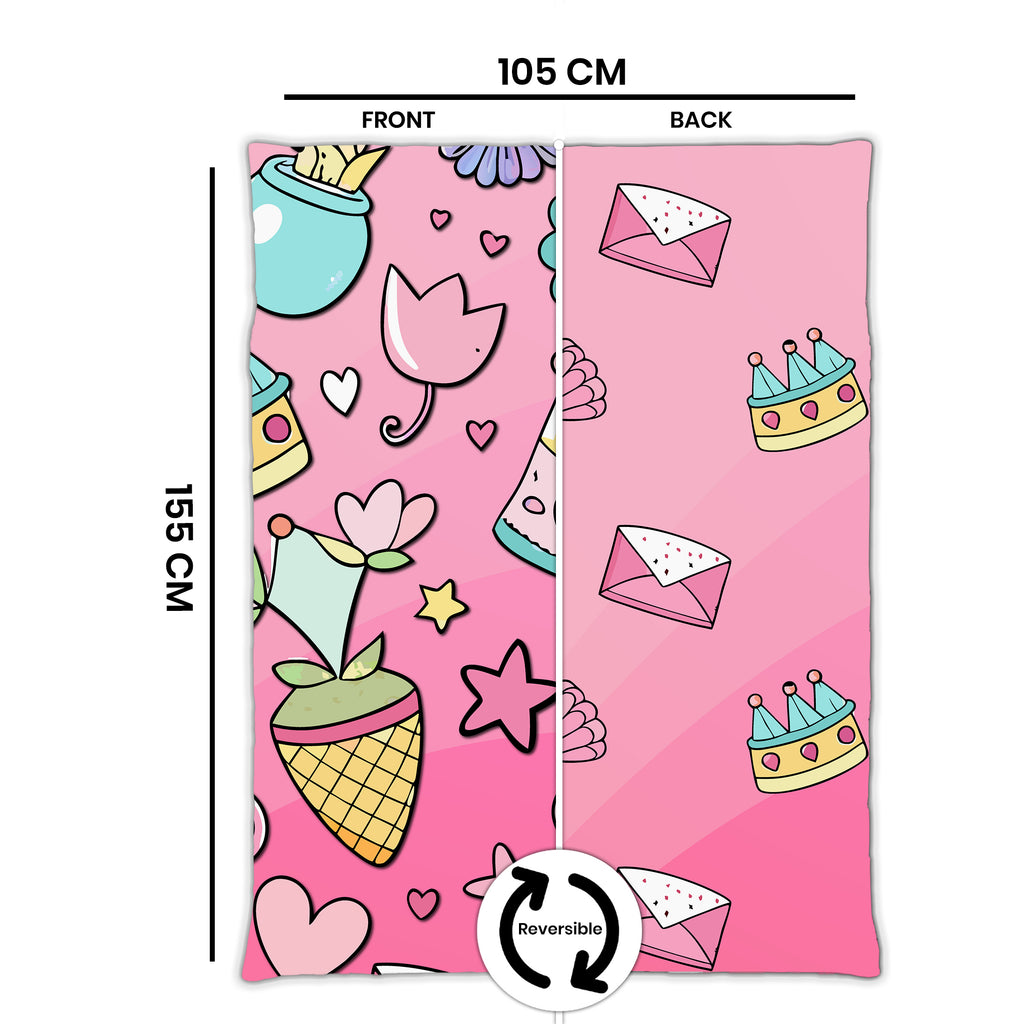 Kids Cartoon Print Reversible Dohar Soft Cotton Baby Blanket, 2-in-1 Double Sided Design, Lightweight Summer / AC Cotton Blanket for Babies, Toddlers & Kids | Breathable Blanket | 39"x59" Inches