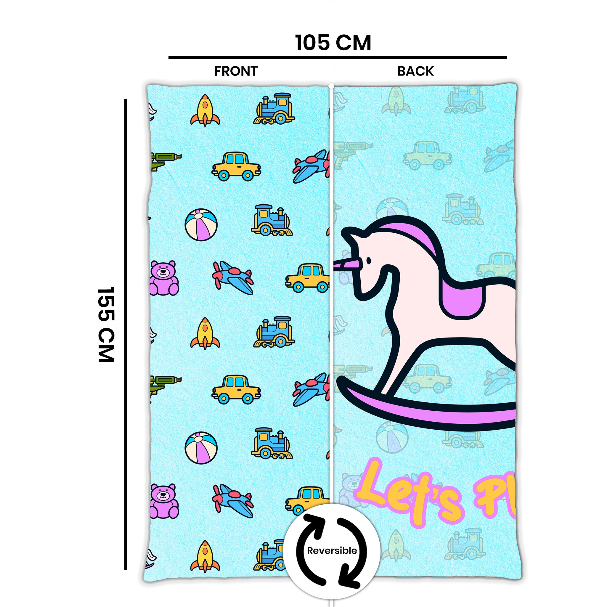 Kids Cartoon Print Reversible Dohar Soft Cotton Baby Blanket, 2-in-1 Double Sided Design, Lightweight Summer / AC Cotton Blanket for Babies, Toddlers & Kids | Breathable Blanket | 39"x59" Inches