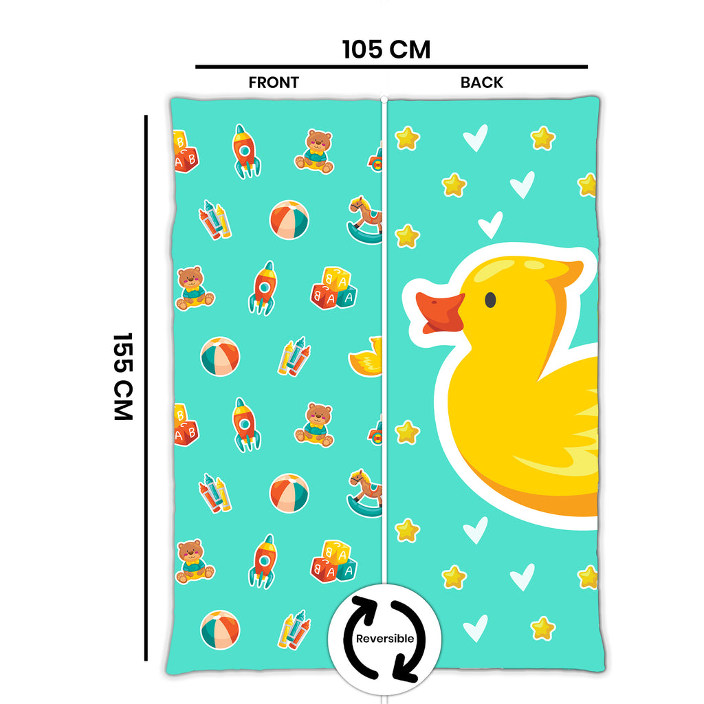 Kids Cartoon Print Reversible Dohar Soft Cotton Baby Blanket, 2-in-1 Double Sided Design, Lightweight Summer / AC Cotton Blanket for Babies, Toddlers & Kids | Breathable Blanket | 39"x59" Inches