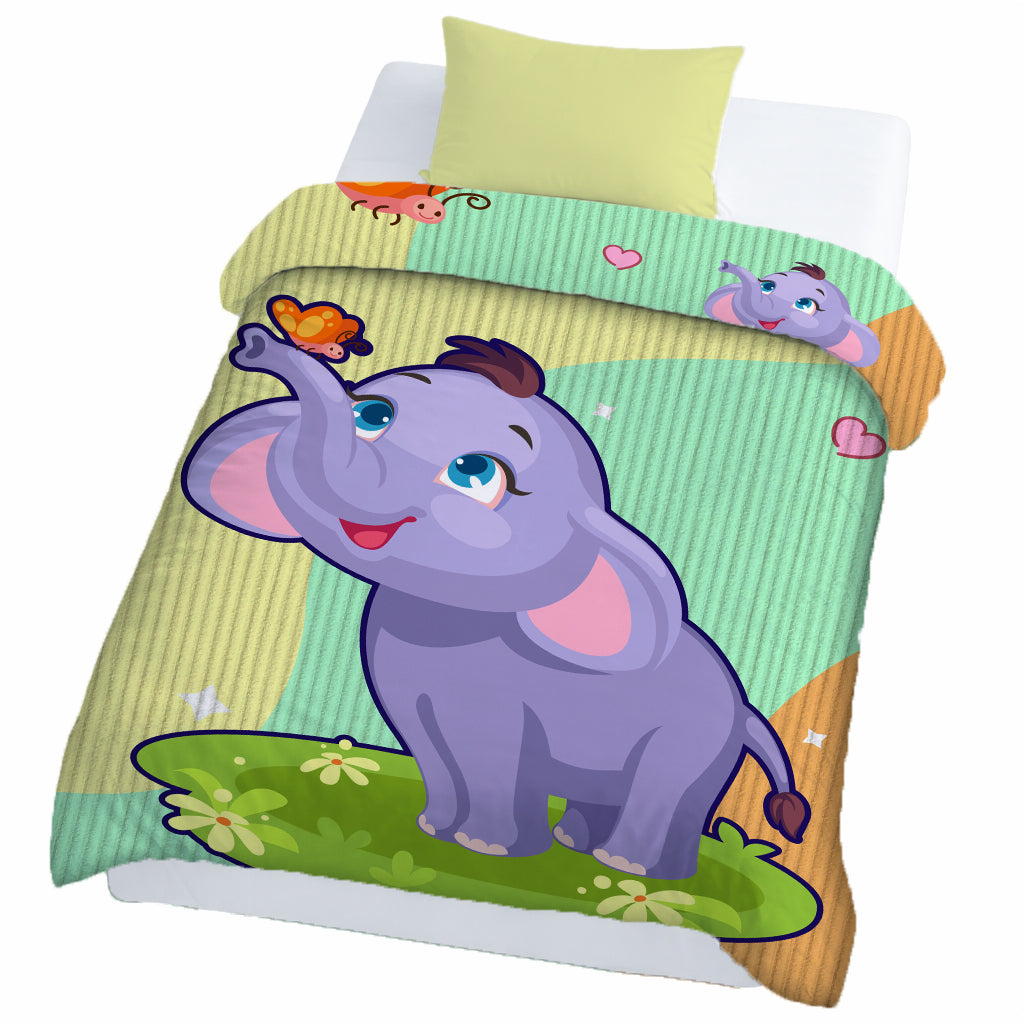 Kids Cartoon Print Reversible Dohar Soft Cotton Baby Blanket, 2-in-1 Double Sided Design, Lightweight Summer / AC Cotton Blanket for Babies, Toddlers & Kids | Breathable Blanket | 39"x59" Inches