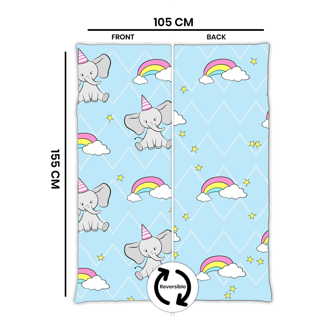 Kids Cartoon Print Reversible Dohar Soft Cotton Baby Blanket, 2-in-1 Double Sided Design, Lightweight Summer / AC Cotton Blanket for Babies, Toddlers & Kids | Breathable Blanket | 39"x59" Inches