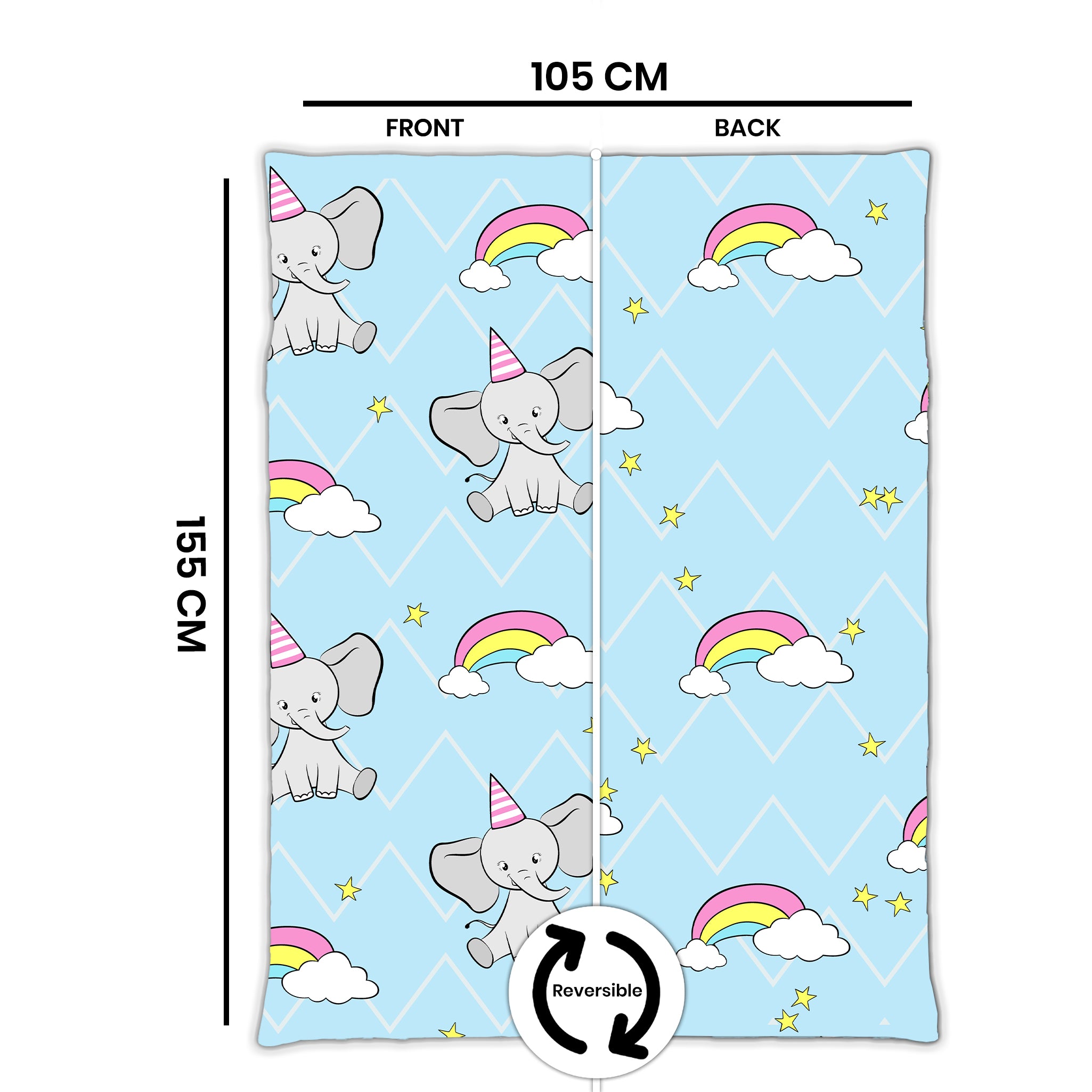 Kids Cartoon Print Reversible Dohar Soft Cotton Baby Blanket, 2-in-1 Double Sided Design, Lightweight Summer / AC Cotton Blanket for Babies, Toddlers & Kids | Breathable Blanket | 39"x59" Inches