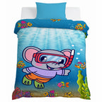 Kids Cartoon Print Reversible Dohar Soft Cotton Baby Blanket, 2-in-1 Double Sided Design, Lightweight Summer / AC Cotton Blanket for Babies, Toddlers & Kids | Breathable Blanket | 52"x73" Inches