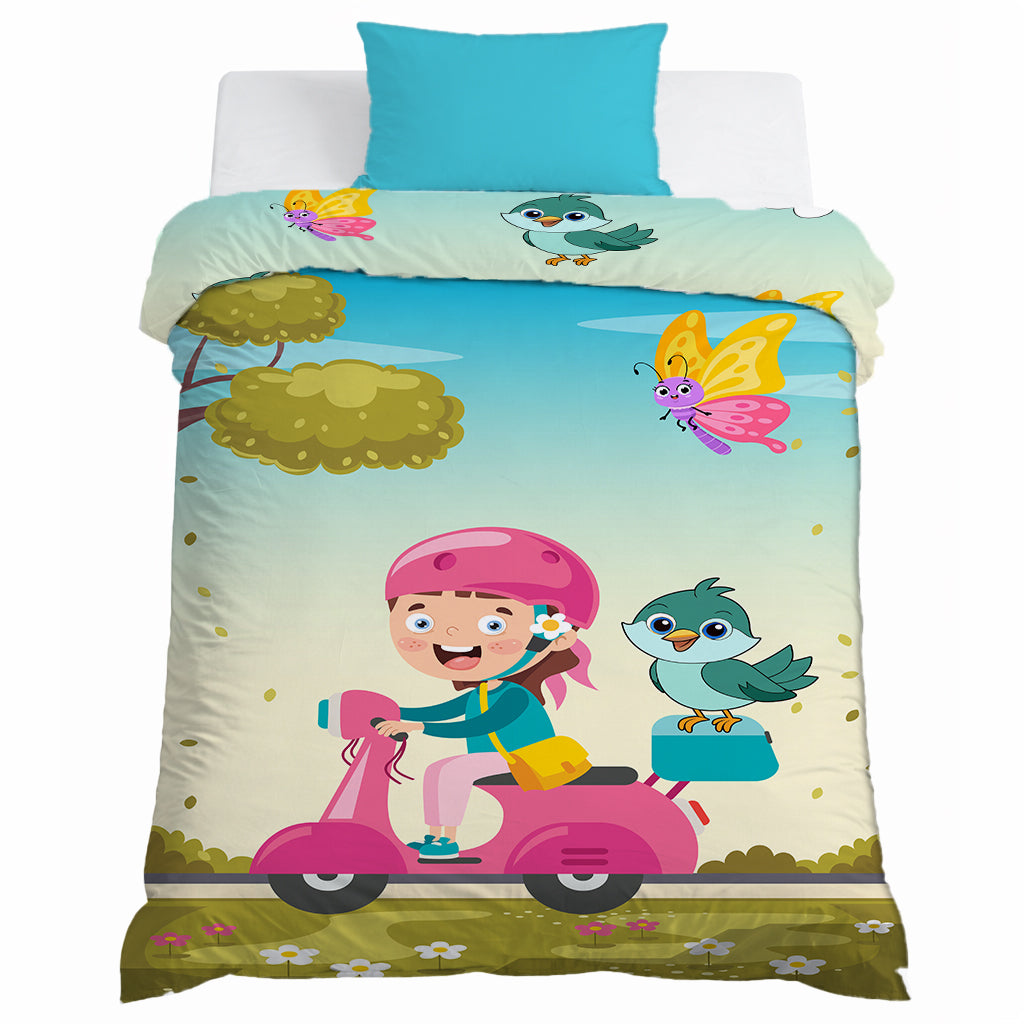 Kids Cartoon Print Reversible Dohar Soft Cotton Baby Blanket, 2-in-1 Double Sided Design, Lightweight Summer / AC Cotton Blanket for Babies, Toddlers & Kids | Breathable Blanket | 52"x73" Inches