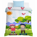 Kids Cartoon Print Reversible Dohar Soft Cotton Baby Blanket, 2-in-1 Double Sided Design, Lightweight Summer / AC Cotton Blanket for Babies, Toddlers & Kids | Breathable Blanket | 52"x73" Inches