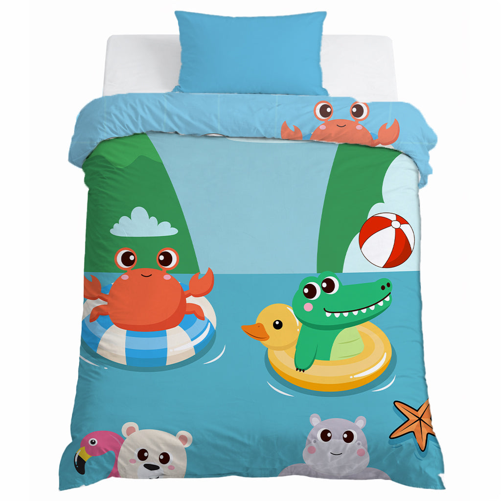Kids Cartoon Print Reversible Dohar Soft Cotton Baby Blanket, 2-in-1 Double Sided Design, Lightweight Summer / AC Cotton Blanket for Babies, Toddlers & Kids | Breathable Blanket | 39"x59" Inches
