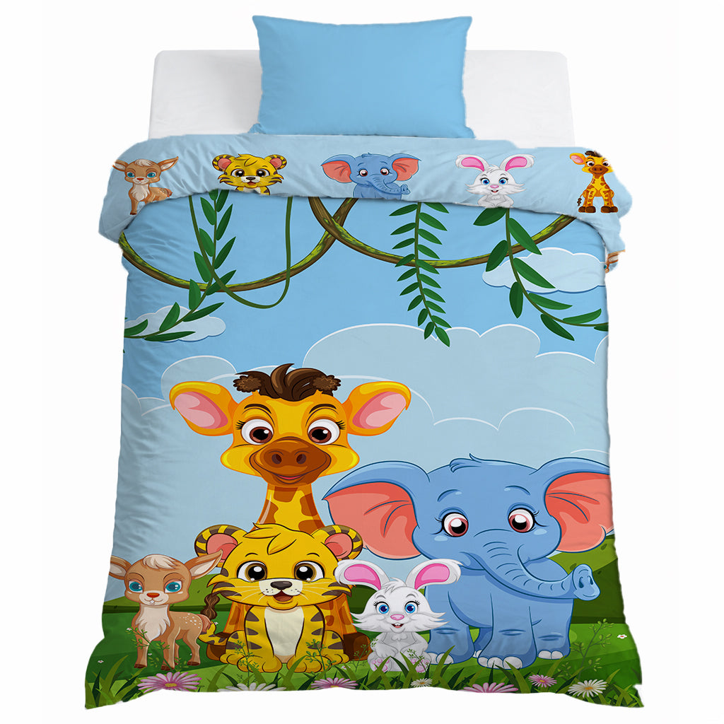 Kids Cartoon Print Reversible Dohar Soft Cotton Baby Blanket, 2-in-1 Double Sided Design, Lightweight Summer / AC Cotton Blanket for Babies, Toddlers & Kids | Breathable Blanket | 52"x73" Inches