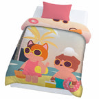 Kids Cartoon Print Reversible Dohar Soft Cotton Baby Blanket, 2-in-1 Double Sided Design, Lightweight Summer / AC Cotton Blanket for Babies, Toddlers & Kids | Breathable Blanket | 52"x73" Inches
