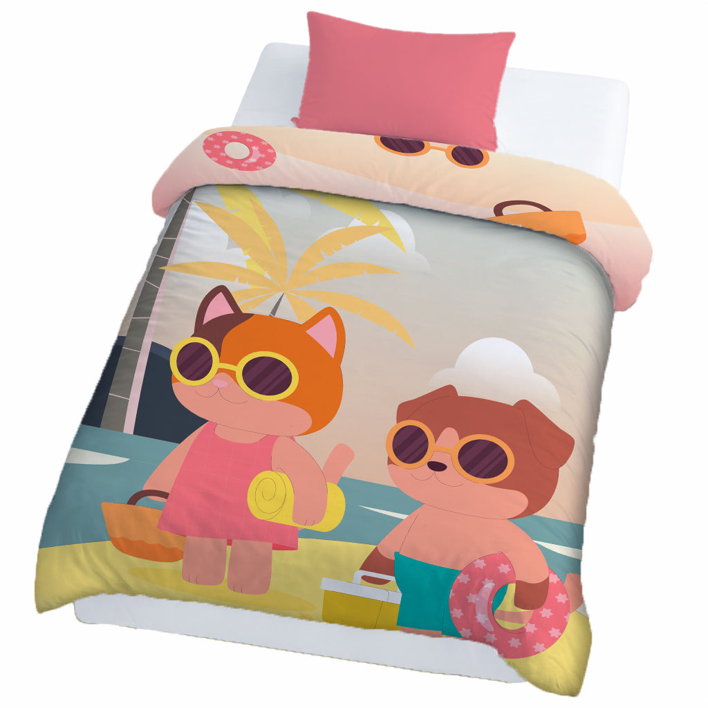 Kids Cartoon Print Reversible Dohar Soft Cotton Baby Blanket, 2-in-1 Double Sided Design, Lightweight Summer / AC Cotton Blanket for Babies, Toddlers & Kids | Breathable Blanket | 52"x73" Inches