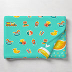 Kids Cartoon Print Reversible Dohar Soft Cotton Baby Blanket, 2-in-1 Double Sided Design, Lightweight Summer / AC Cotton Blanket for Babies, Toddlers & Kids | Breathable Blanket | 39"x59" Inches