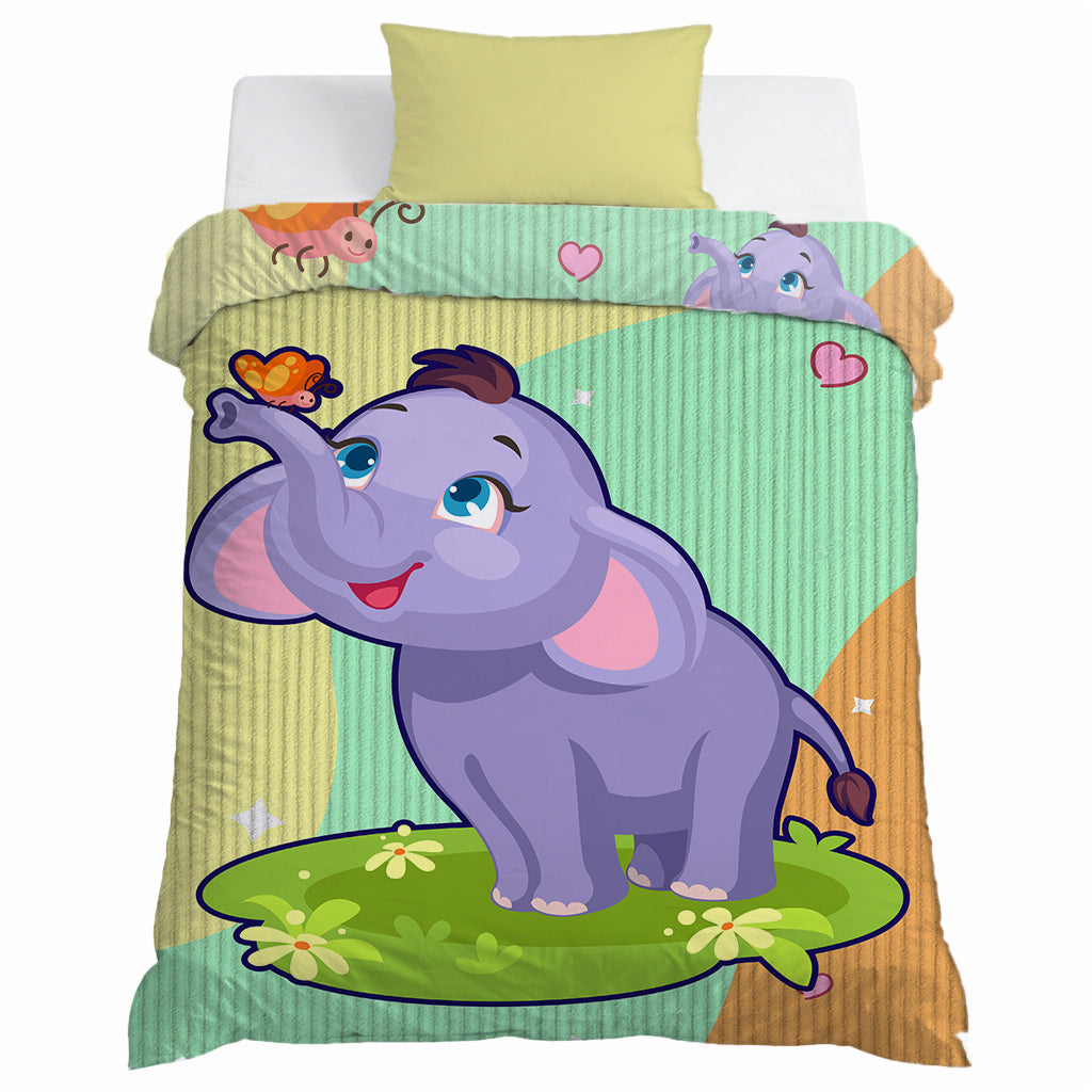 Kids Cartoon Print Reversible Dohar Soft Cotton Baby Blanket, 2-in-1 Double Sided Design, Lightweight Summer / AC Cotton Blanket for Babies, Toddlers & Kids | Breathable Blanket | 39"x59" Inches